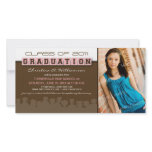 Classy Brown/Pink Graduation Announcement Personalized Photo Card