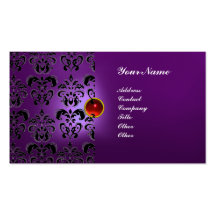 CLASSY DAMASK GEM  MONOGRAM BUSINESS CARD TEMPLATE