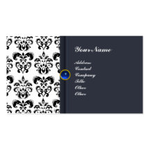 CLASSY DAMASK MONOGRAM blue sapphire Business Card Templates