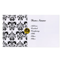 CLASSY DAMASK  MONOGRAM purple black white linen Business Card