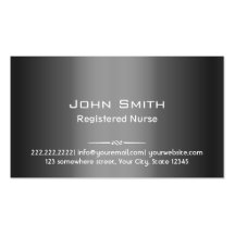 Classy Dark Grey Metal Nurse Business Card