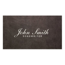 Classy Dark Leather Songwriter Business Card