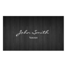 Classy Dark Wood Teacher Business Card
