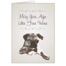 Classy Dog & Fine Wine Birthday Greeting Card