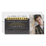 Classy Ebony/Lemon Graduation Announcement Customized Photo Card