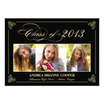 Classy Elegant Black 2013 Graduation Photo Invite