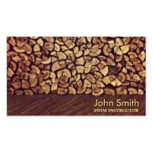 Classy Firewood Swim Instructor Business Card