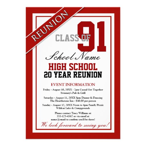 Classy Formal High School Reunion Custom Invites