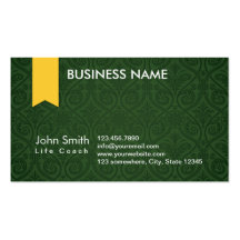 Classy Green Damask Life Coach Business Card