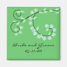 Classy Green Vines and Flowers Fridge Magnet