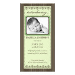 Classy Lime Green Customized Birth Announcement Photo Card Template