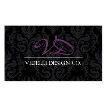 Classy Monogram Damask Business Card