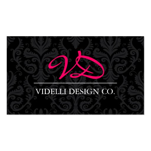Classy Monogram Damask Business Card