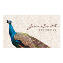Classy Peacock Floral Songwriter Business Card
