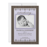 Classy Pinstripe Lilac 5x7" Birth Announcement