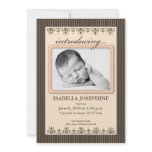 Classy Pinstripe Peach 5x7" Birth Announcement invitations