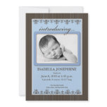 Classy Pinstripe Periwinkle 5x7 Birth Announcement