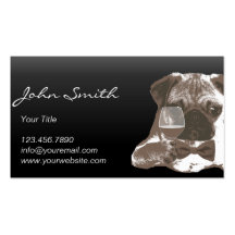 Classy Pug Dog & Wine Dark Business Card