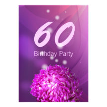 Classy Purple Flower 60th Birthday Party Invite