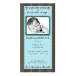 Classy Teal Customized Birth Announcement Photo Card Template