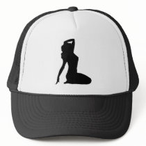 Classy Vintage Pin Up Woman Silhouette Mesh Hat