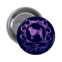 Classy Weathered Pug Buttons