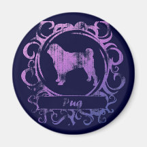 Classy Weathered Pug Refrigerator Magnets