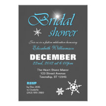 Classy Winter with Blue Bridal Shower Invitations