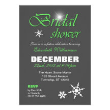 Classy Winter with Green Bridal Shower Invitations