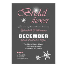 Classy Winter with Pink Bridal Shower Invitations