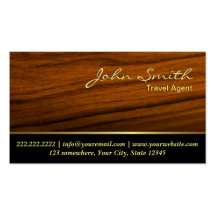 Classy Woodgrain Travel Agent Business Card