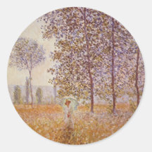 Claude Monet - Poplars in the Sun Round Sticker