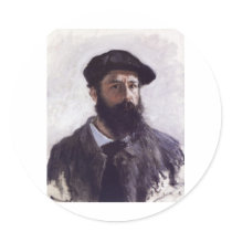 Claude Monet - Self-portrait in Beret 1886 Round Stickers