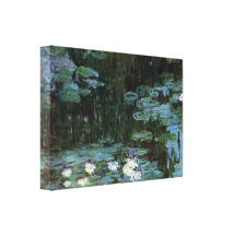 Claude Monet - Water lilies in pond under bridge Stretched Canvas Prints