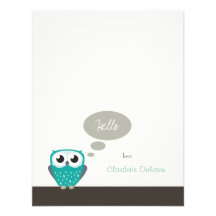 Claude the Little Owl | Flat Note Card Personalized Announcements