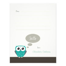 Claude the Little Owl (lined) | Flat Note Card Announcements