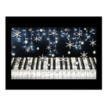 Clavier de flocon de neige de Noël de piano Carte Postale