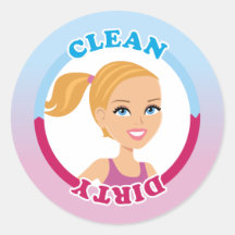 Clean Dirty Blonde Girl Magnet Round Sticker