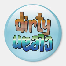 Clean Dirty Dishwasher Magnet Brown Blue Round