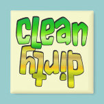 Clean Dirty Dishwasher Magnet Green Yellow magnets