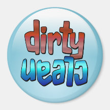 Clean Dirty Dishwasher Magnet Red Blue Round