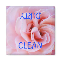Clean Dirty magnet Dishwasher Pink Rose Flower