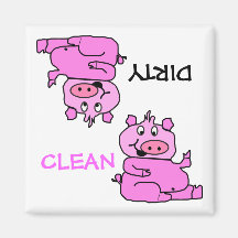 "CLEAN / DIRTY" Pink Pig Dishwasher Magnet