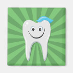 Clean happy cartoon tooth with tooth paste magnet