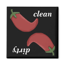 Clean or Dirty Chili Peppers Dishwasher Magnet