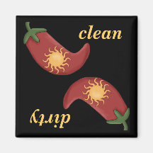 Clean or Dirty Chili Peppers Dishwasher Magnet