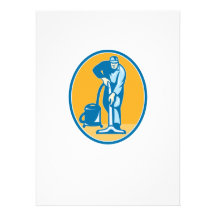 Cleaner Janitor Worker Vacuum Cleaning Personalized Announcement