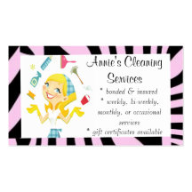 Cleaning services maid business card purple