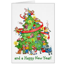 Cleaning The Christmas Tree Holidays Greeting Card