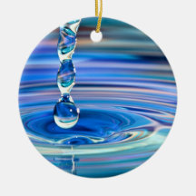 Clear Blue Water Drops Flowing Christmas Ornaments